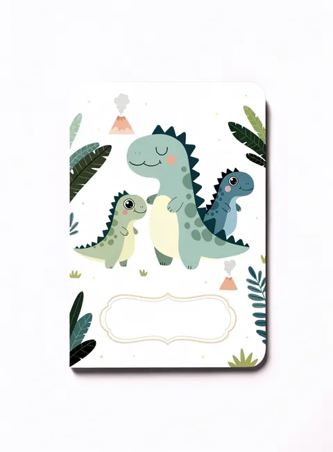 Portada de cuaderno con temática de dinosaurios