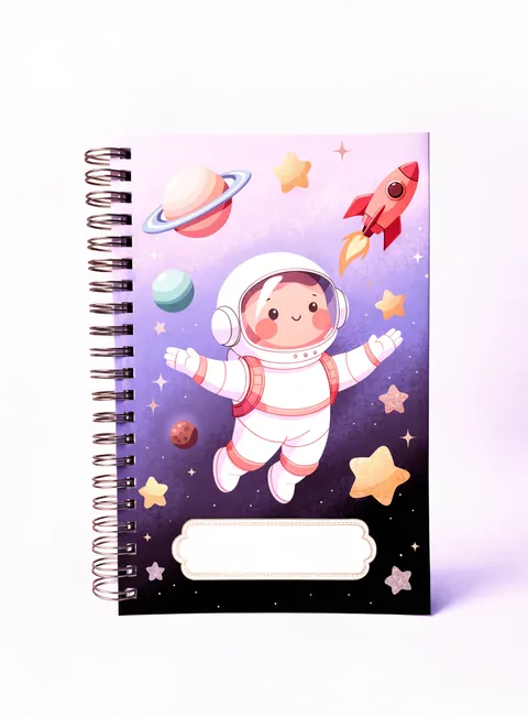 Portada de cuaderno con temática de astronauta